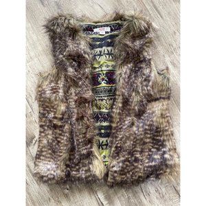 Mossimo Supply Co Faux Fur Lined Winter Jacket Vest Tan Brown Womens Size S/P